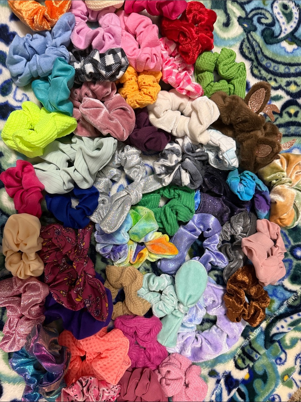 45 Assorted Kids Hair Scrunchie Pack - Multicolor
